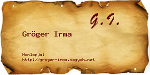 Gröger Irma névjegykártya