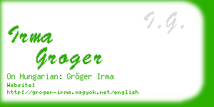 irma groger business card